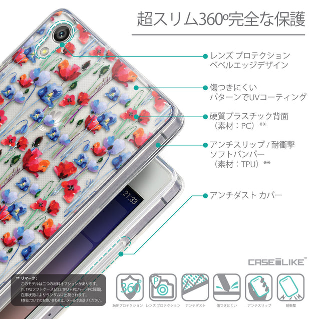 Details in Japanese - CASEiLIKE Huawei Ascend P7 back cover Watercolor Floral 2233