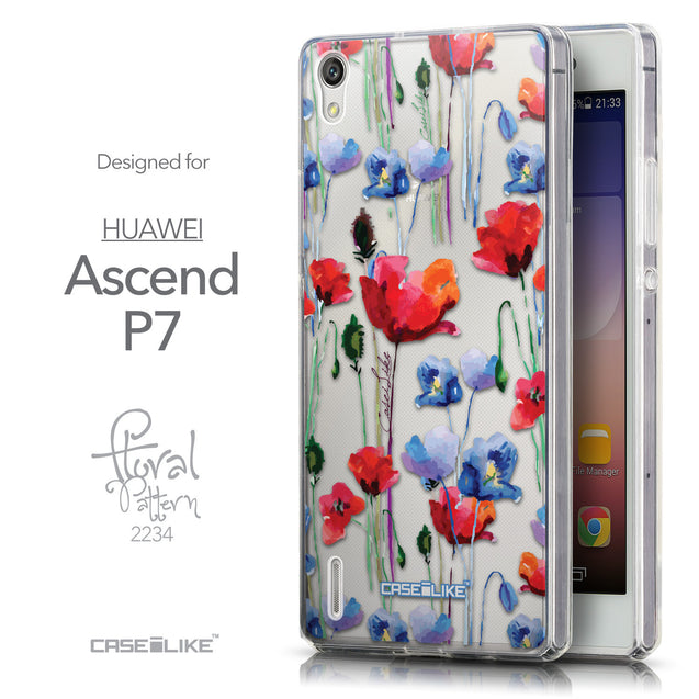 Front & Side View - CASEiLIKE Huawei Ascend P7 back cover Indian Line Art 2061
