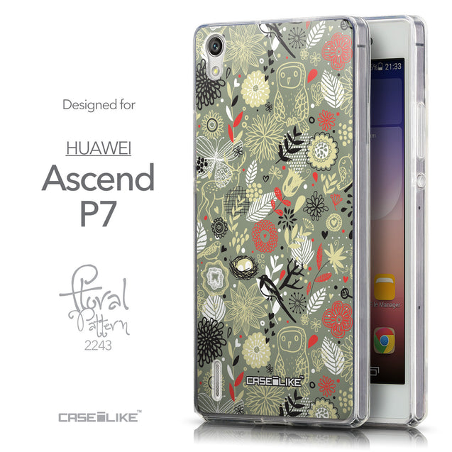 Front & Side View - CASEiLIKE Huawei Ascend P7 back cover Spring Forest Gray 2243