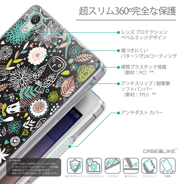 Details in Japanese - CASEiLIKE Huawei Ascend P7 back cover Spring Forest Black 2244