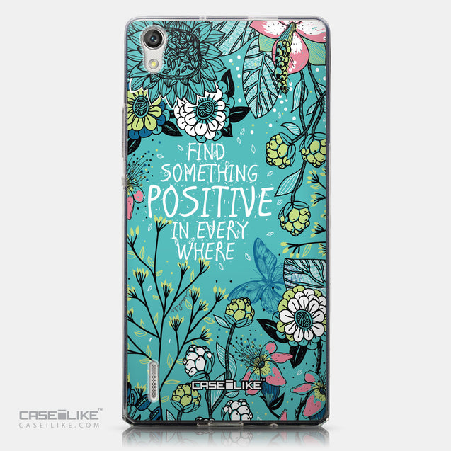 CASEiLIKE Huawei Ascend P7 back cover Blooming Flowers Turquoise 2249