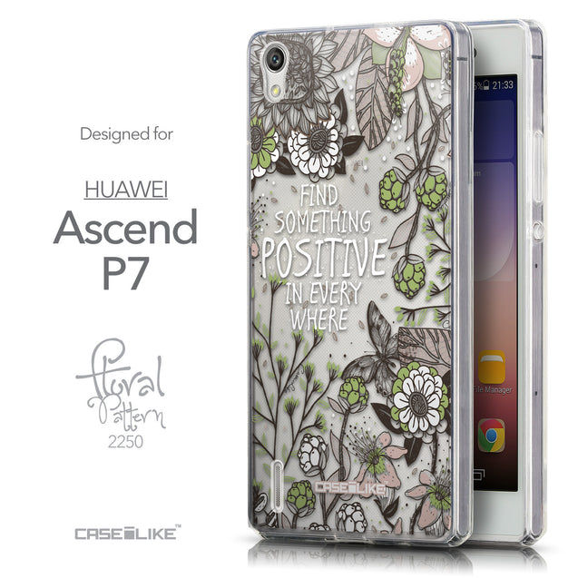 Front & Side View - CASEiLIKE Huawei Ascend P7 back cover Blooming Flowers 2250