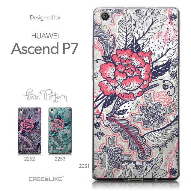 Collection - CASEiLIKE Huawei Ascend P7 back cover Vintage Roses and Feathers Beige 2251