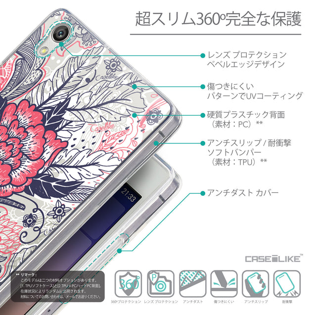 Details in Japanese - CASEiLIKE Huawei Ascend P7 back cover Vintage Roses and Feathers Beige 2251