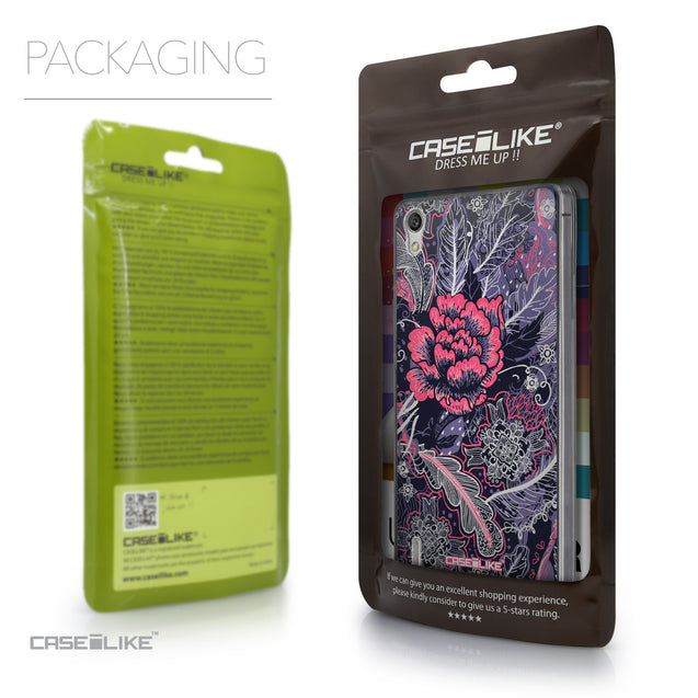 Packaging - CASEiLIKE Huawei Ascend P7 back cover Vintage Roses and Feathers Blue 2252