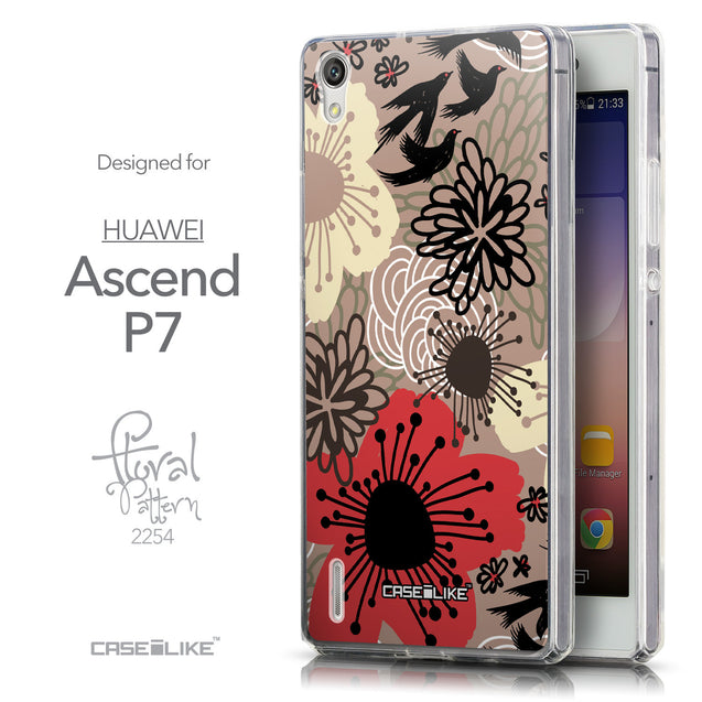 Front & Side View - CASEiLIKE Huawei Ascend P7 back cover Japanese Floral 2254
