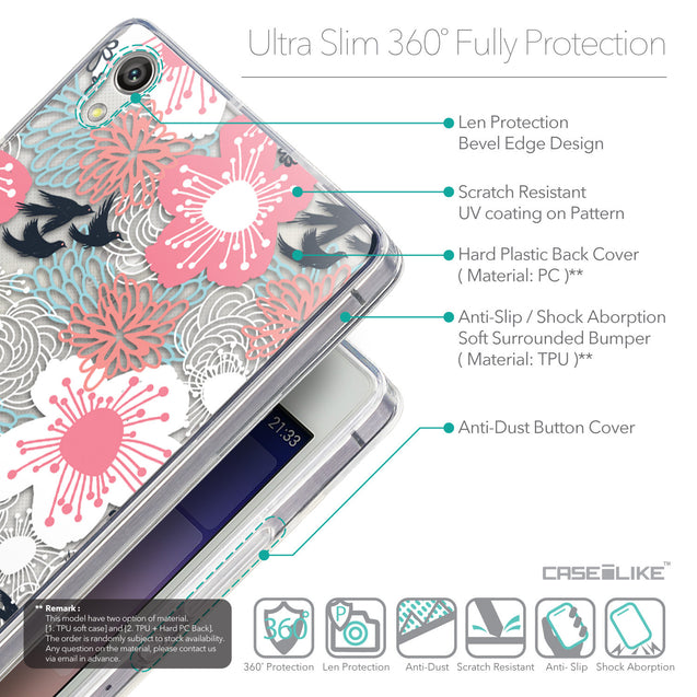 Details in English - CASEiLIKE Huawei Ascend P7 back cover Japanese Floral 2255