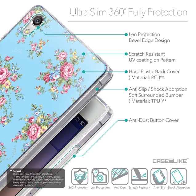 Details in English - CASEiLIKE Huawei Ascend P7 back cover Floral Rose Classic 2263