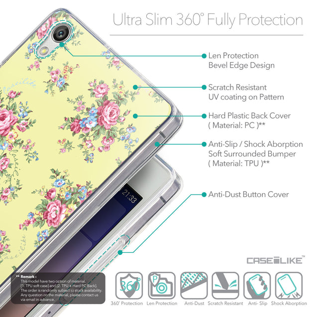 Details in English - CASEiLIKE Huawei Ascend P7 back cover Floral Rose Classic 2264