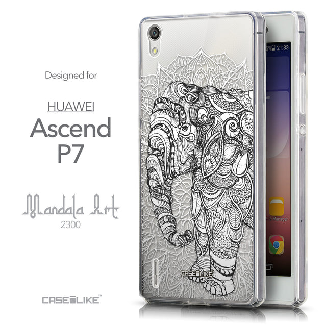 Front & Side View - CASEiLIKE Huawei Ascend P7 back cover Mandala Art 2300