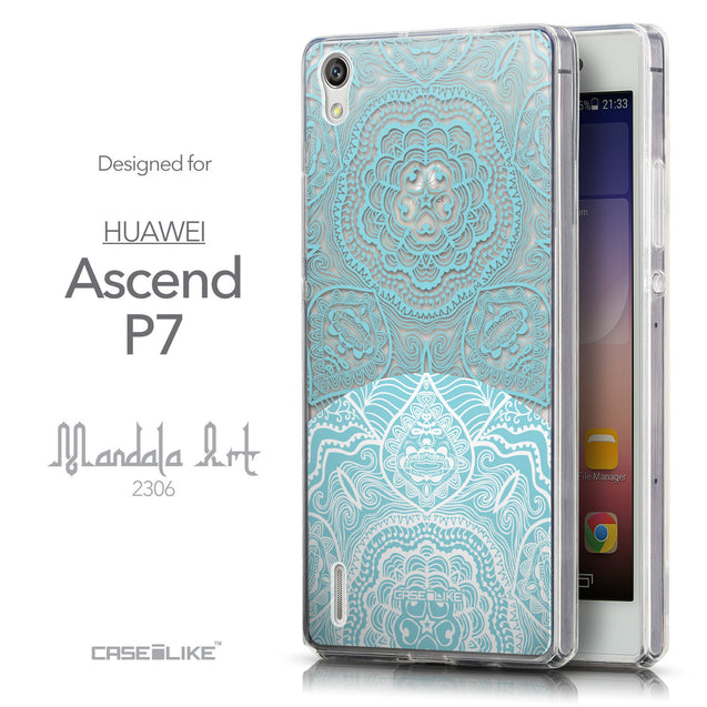 Front & Side View - CASEiLIKE Huawei Ascend P7 back cover Mandala Art 2306
