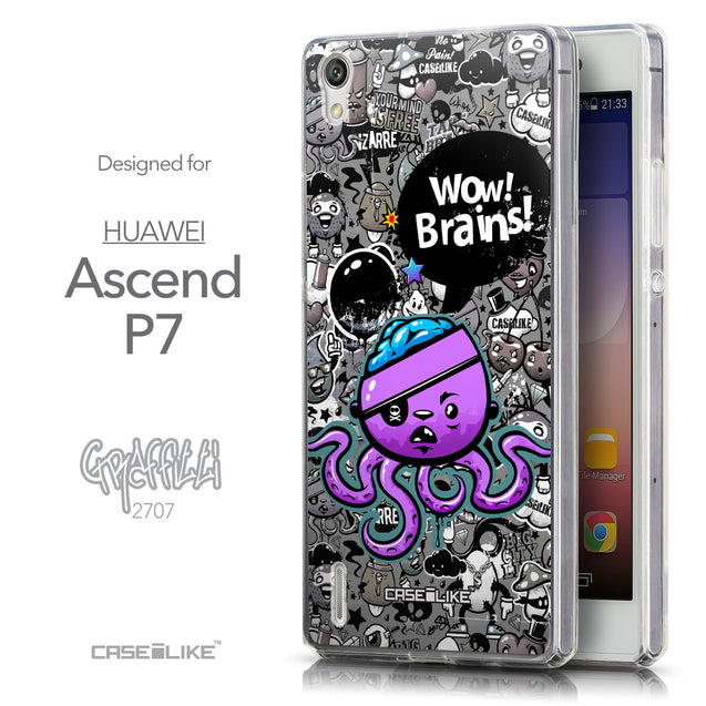 Front & Side View - CASEiLIKE Huawei Ascend P7 back cover Graffiti 2707