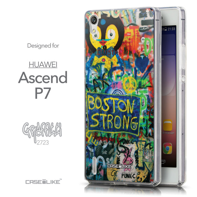 Front & Side View - CASEiLIKE Huawei Ascend P7 back cover Graffiti 2723