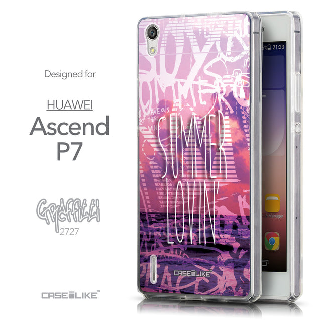 Front & Side View - CASEiLIKE Huawei Ascend P7 back cover Graffiti 2727