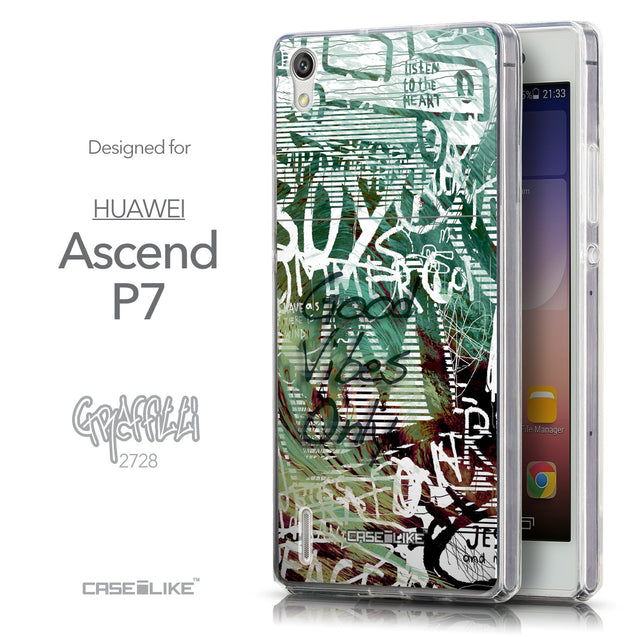 Front & Side View - CASEiLIKE Huawei Ascend P7 back cover Graffiti 2728