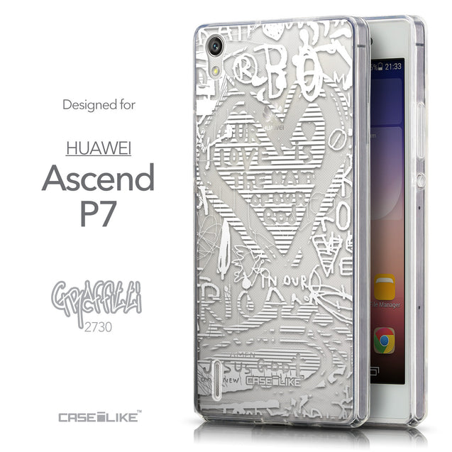 Front & Side View - CASEiLIKE Huawei Ascend P7 back cover Graffiti 2730