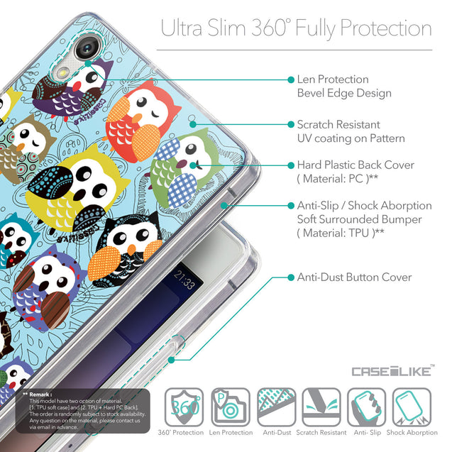 Details in English - CASEiLIKE Huawei Ascend P7 back cover Owl Graphic Design 3312