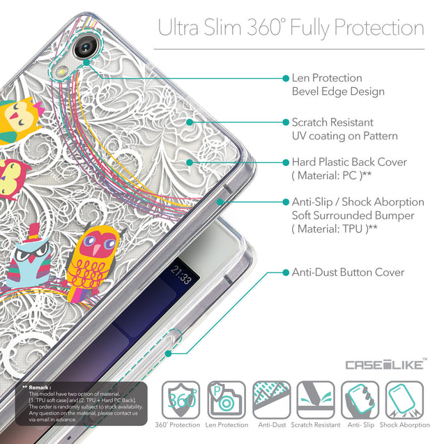 Details in English - CASEiLIKE Huawei Ascend P7 back cover Owl Graphic Design 3316