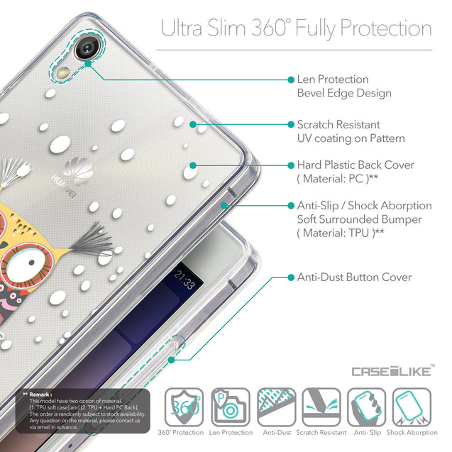 Details in English - CASEiLIKE Huawei Ascend P7 back cover Owl Graphic Design 3317