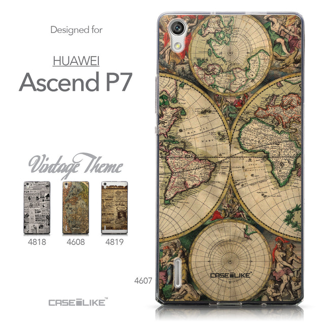 Collection - CASEiLIKE Huawei Ascend P7 back cover World Map Vintage 4607