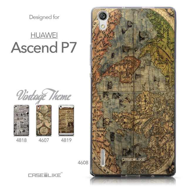 Collection - CASEiLIKE Huawei Ascend P7 back cover World Map Vintage 4608
