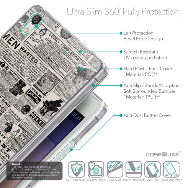 Details in English - CASEiLIKE Huawei Ascend P7 back cover Vintage Newspaper Advertising 4818