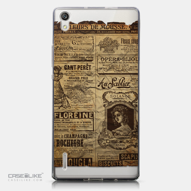 CASEiLIKE Huawei Ascend P7 back cover Vintage Newspaper Advertising 4819