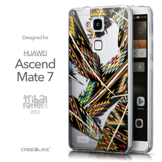 Front & Side View - CASEiLIKE Huawei Ascend Mate 7 back cover Indian Tribal Theme Pattern 2053