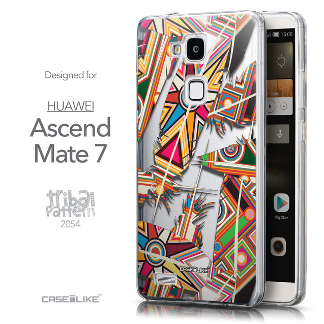 Front & Side View - CASEiLIKE Huawei Ascend Mate 7 back cover Indian Tribal Theme Pattern 2054