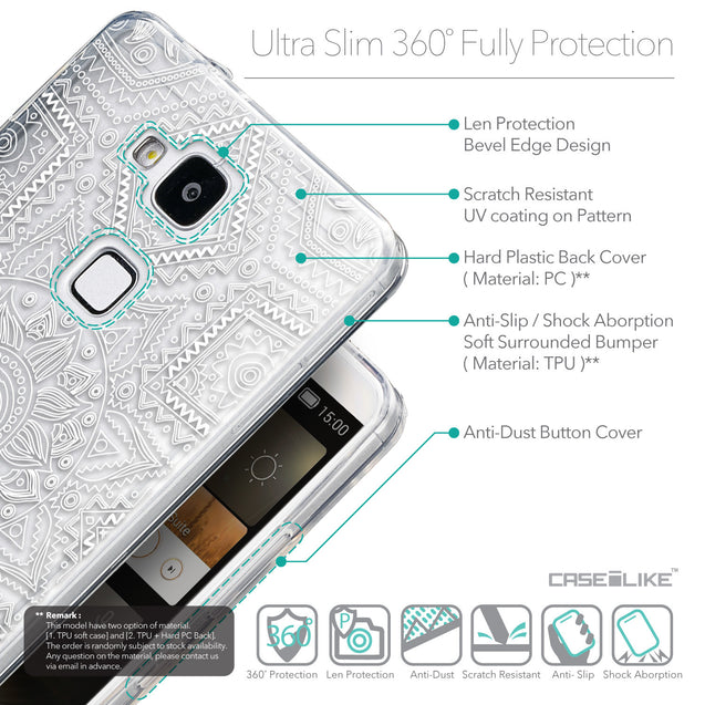 Details in English - CASEiLIKE Huawei Ascend Mate 7 back cover Indian Line Art 2061