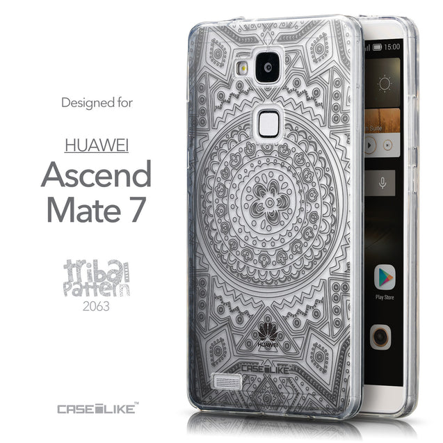 Front & Side View - CASEiLIKE Huawei Ascend Mate 7 back cover Indian Line Art 2063