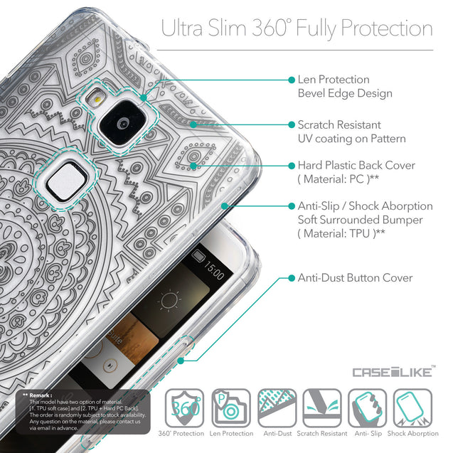 Details in English - CASEiLIKE Huawei Ascend Mate 7 back cover Indian Line Art 2063