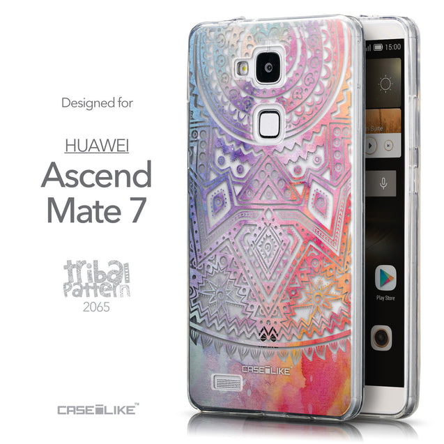 Front & Side View - CASEiLIKE Huawei Ascend Mate 7 back cover Indian Line Art 2065