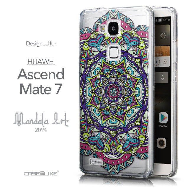 Front & Side View - CASEiLIKE Huawei Ascend Mate 7 back cover Mandala Art 2094
