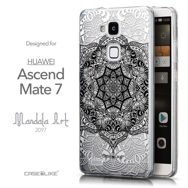 Front & Side View - CASEiLIKE Huawei Ascend Mate 7 back cover Mandala Art 2097