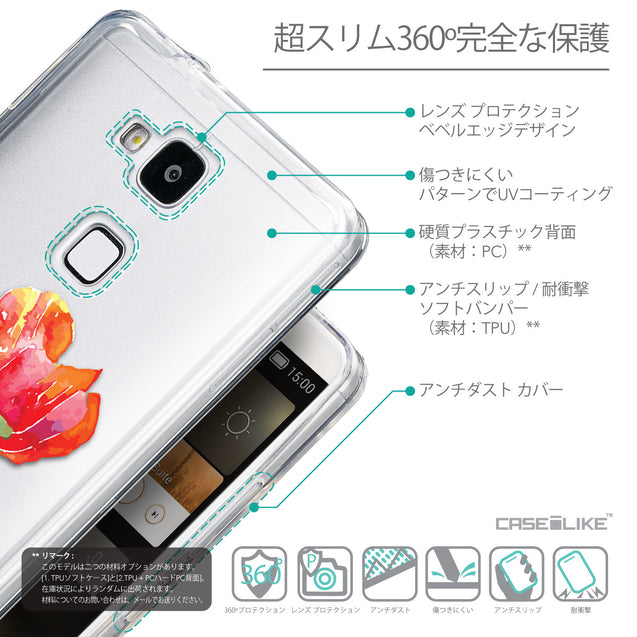 Details in Japanese - CASEiLIKE Huawei Ascend Mate 7 back cover Watercolor Floral 2230
