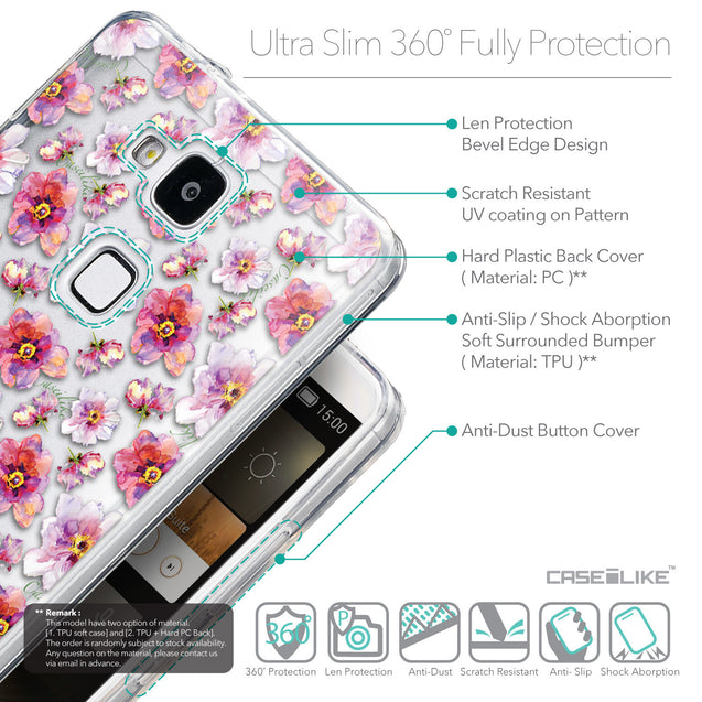 Details in English - CASEiLIKE Huawei Ascend Mate 7 back cover Watercolor Floral 2232