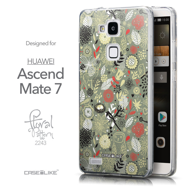Front & Side View - CASEiLIKE Huawei Ascend Mate 7 back cover Spring Forest Gray 2243