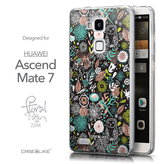 Front & Side View - CASEiLIKE Huawei Ascend Mate 7 back cover Spring Forest Black 2244