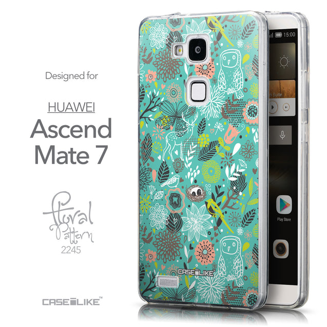 Front & Side View - CASEiLIKE Huawei Ascend Mate 7 back cover Spring Forest Turquoise 2245