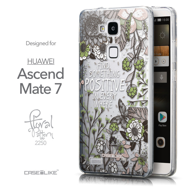 Front & Side View - CASEiLIKE Huawei Ascend Mate 7 back cover Blooming Flowers 2250