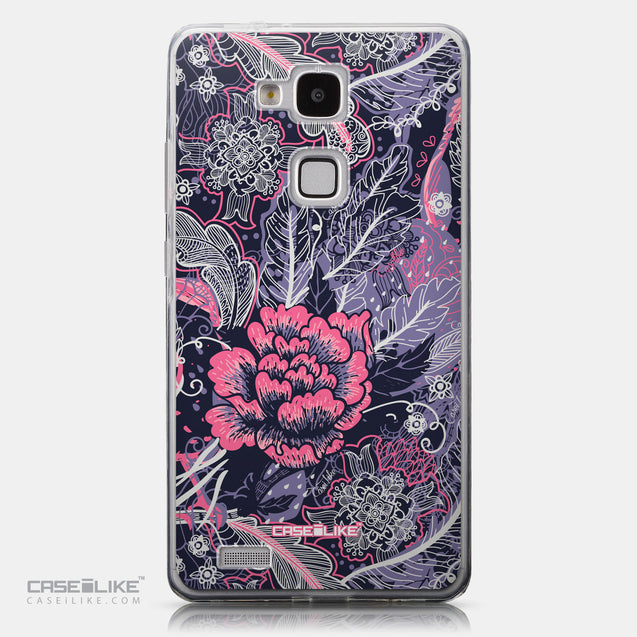 CASEiLIKE Huawei Ascend Mate 7 back cover Vintage Roses and Feathers Blue 2252