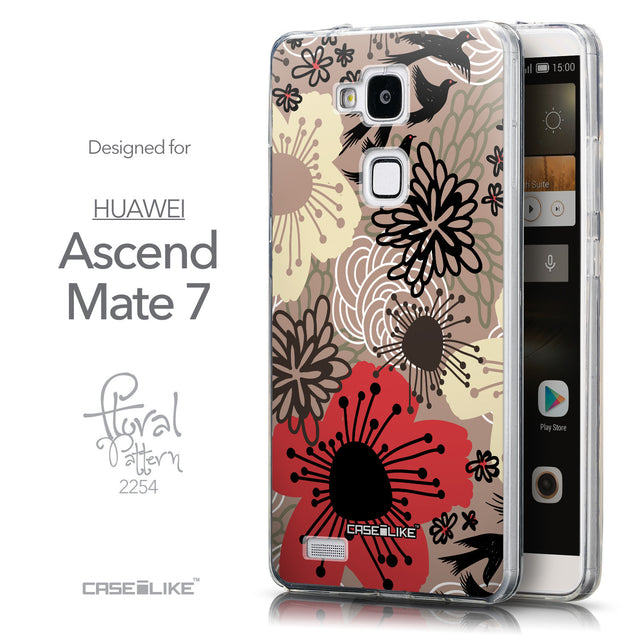 Front & Side View - CASEiLIKE Huawei Ascend Mate 7 back cover Japanese Floral 2254