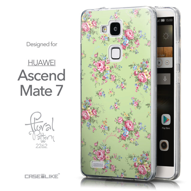 Front & Side View - CASEiLIKE Huawei Ascend Mate 7 back cover Floral Rose Classic 2262