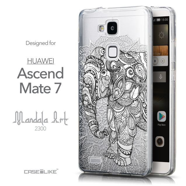 Front & Side View - CASEiLIKE Huawei Ascend Mate 7 back cover Mandala Art 2300