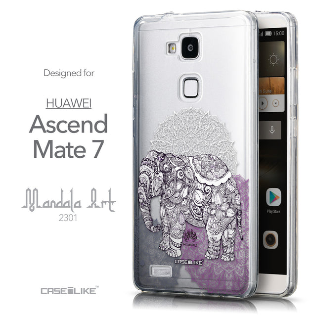 Front & Side View - CASEiLIKE Huawei Ascend Mate 7 back cover Mandala Art 2301