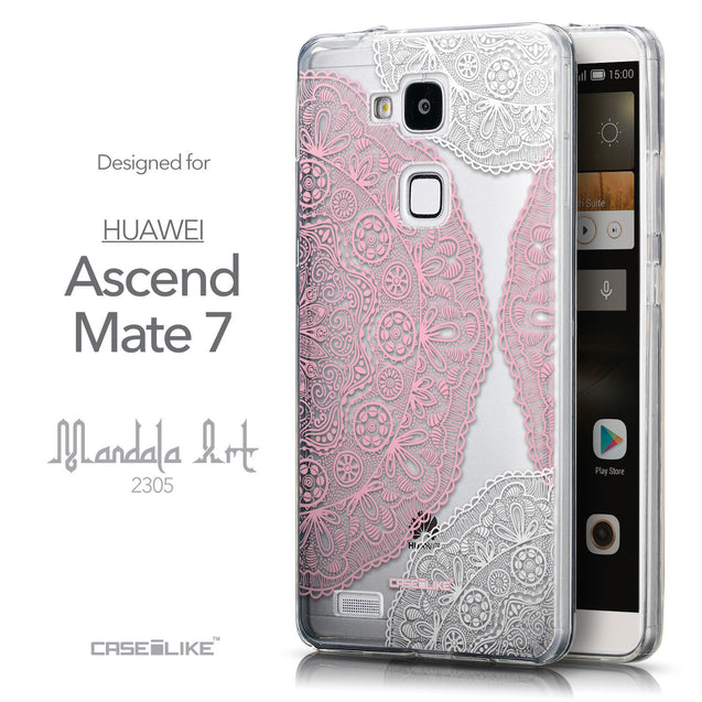 Front & Side View - CASEiLIKE Huawei Ascend Mate 7 back cover Mandala Art 2305