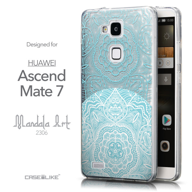 Front & Side View - CASEiLIKE Huawei Ascend Mate 7 back cover Mandala Art 2306