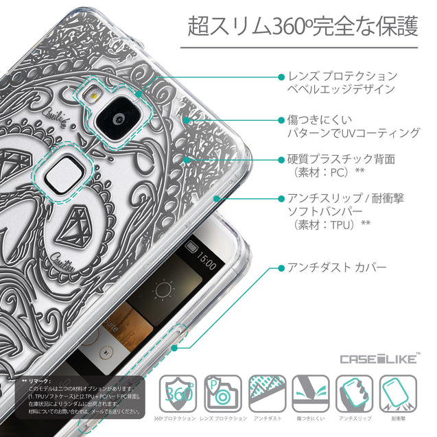 Details in Japanese - CASEiLIKE Huawei Ascend Mate 7 back cover Art of Skull 2524