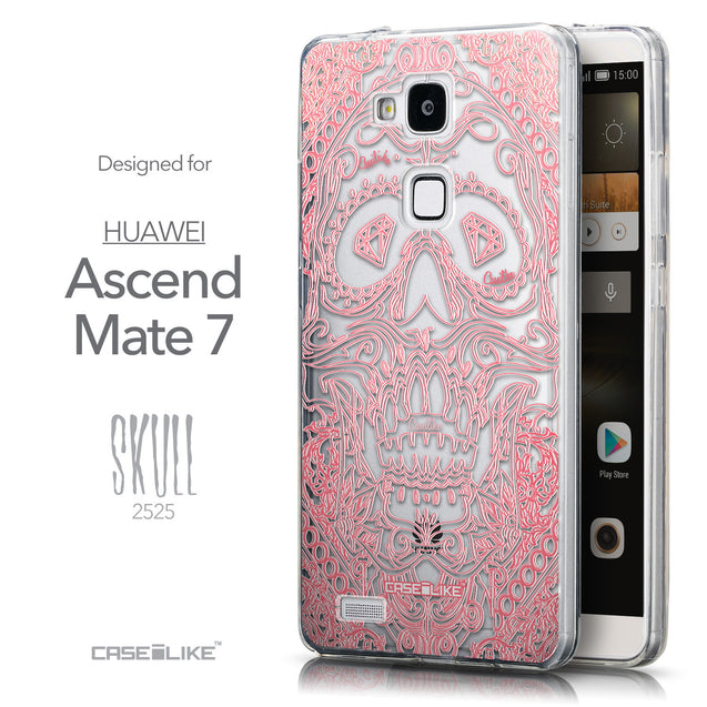 Front & Side View - CASEiLIKE Huawei Ascend Mate 7 back cover Art of Skull 2525